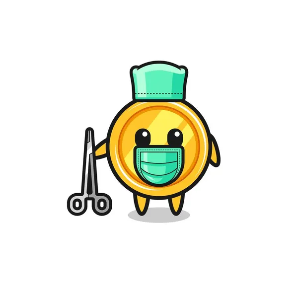 Surgeon Medal Mascot Character Cute Design — Stock Vector