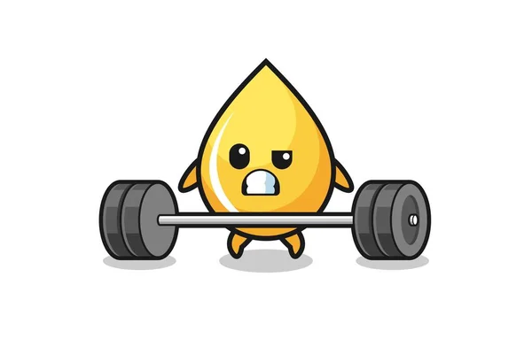 Cartoon Honey Drop Lifting Barbell Cute Design — Stock Vector