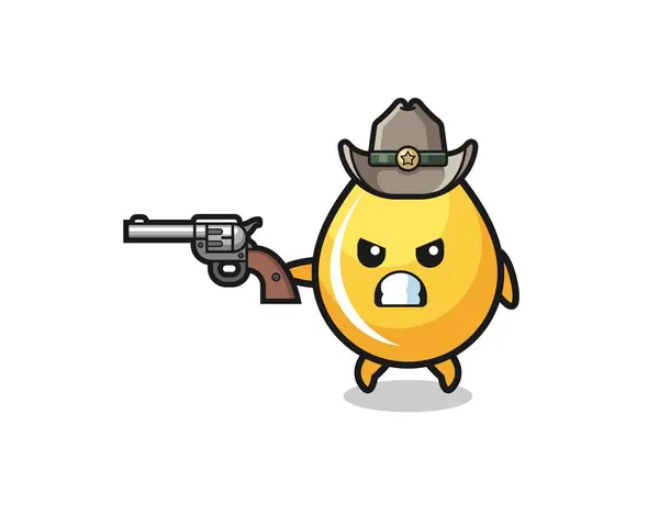 Der Honigtropfen Cowboy Schießen Mit Einem Gewehr Niedliches Design — Stockvektor