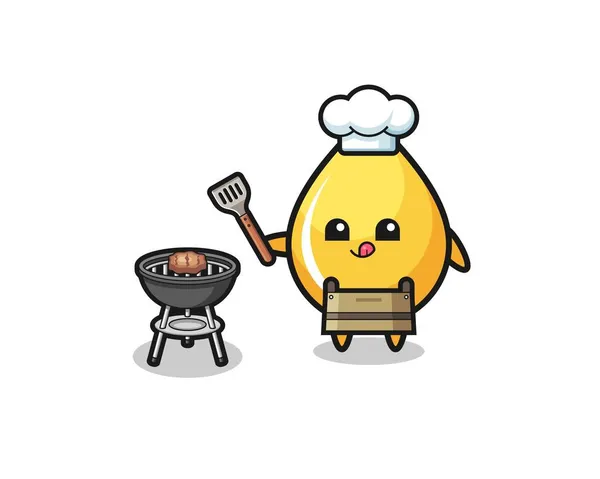 Miel Gota Barbacoa Chef Con Una Parrilla Lindo Diseño — Vector de stock