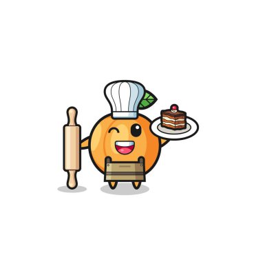 Pasta şefi maskotu olarak kayısı tutucu iğne, şirin tasarım.