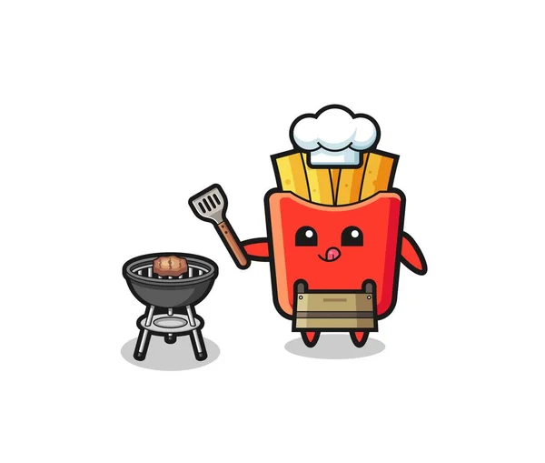 Sült Krumpli Barbecue Szakács Grill Aranyos Design — Stock Vector