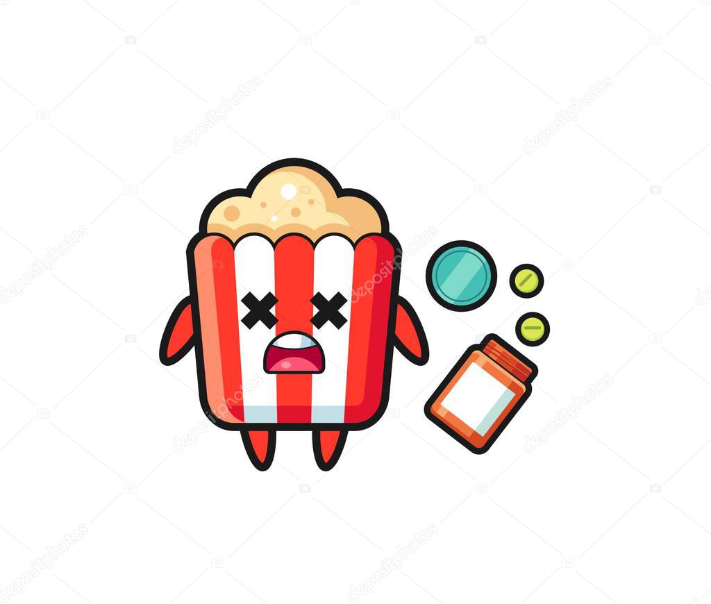 illustration of overdose popcorn character , cute design