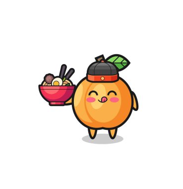 Kayısı, Çin şef maskotu elinde erişte kasesi, şirin bir tasarım.