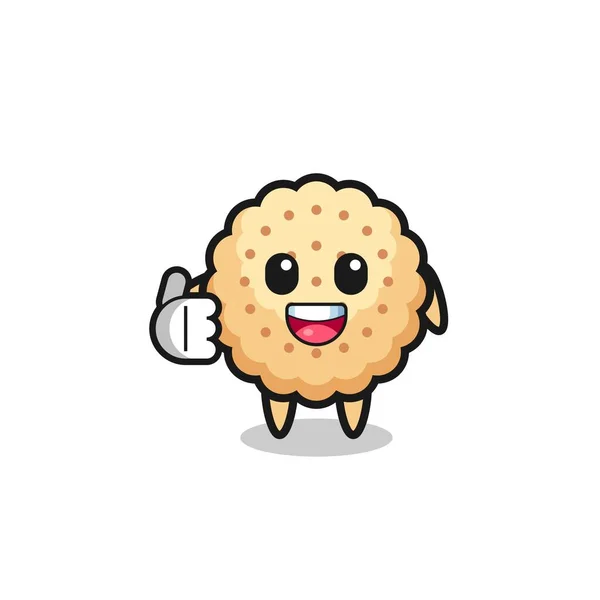 Biscuits Mascot Doing Thumbs Gesture Cute Design — Stock Vector