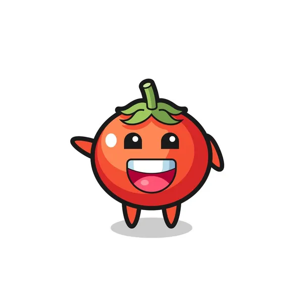 Glückliche Tomaten Niedliches Maskottchen Charakter Niedliches Design — Stockvektor