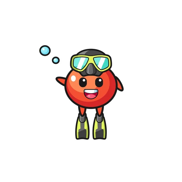 Los Tomates Buzo Personaje Dibujos Animados Lindo Diseño — Vector de stock