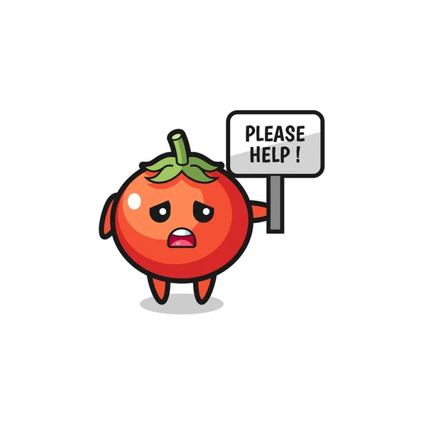 Niedlichen Tomaten Halten Sie Bitte Helfen Banner Niedliches Design — Stockvektor