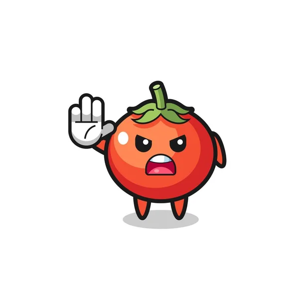 西红柿角色做停止动作 可爱的设计 — 图库矢量图片