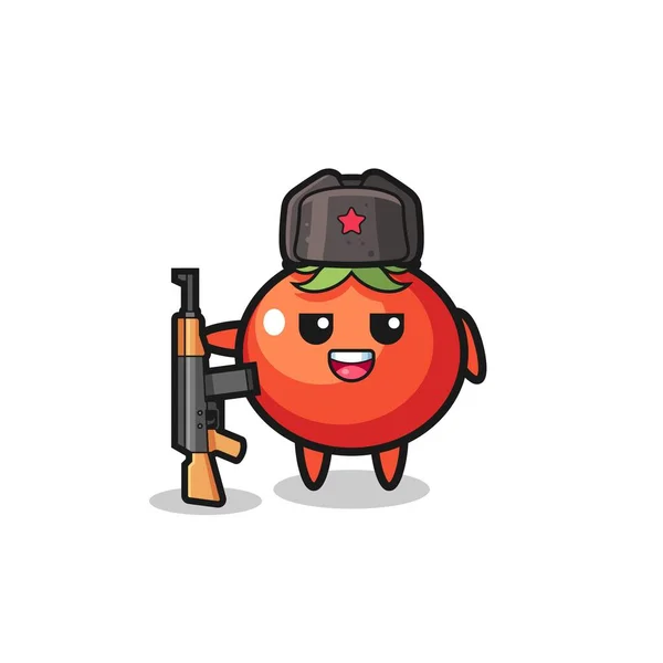 Dessin Animé Tomates Mignonnes Comme Armée Russe Design Mignon — Image vectorielle