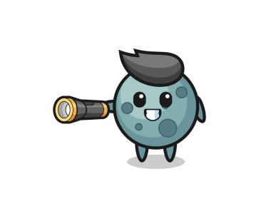 El feneri tutan asteroit maskotu, şirin tasarım.