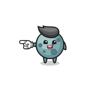 Asteroit karikatürü sol işaretli, şirin tasarım