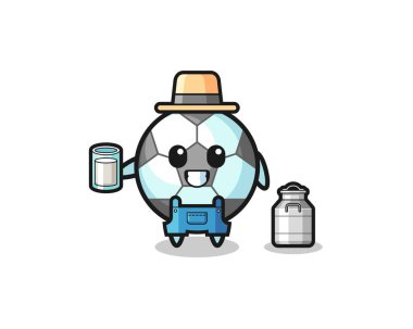 Sütçü olarak futbol çizgi filmi, şirin bir tasarım.