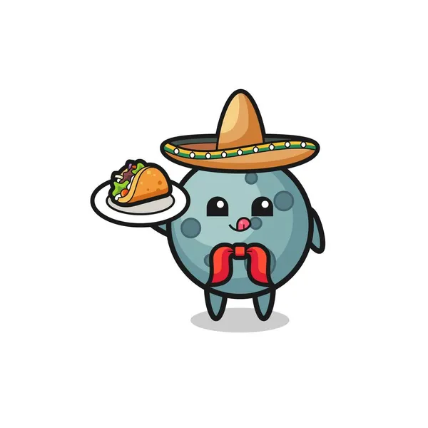Asteroide Mascota Del Chef Mexicano Sosteniendo Taco Lindo Diseño — Vector de stock