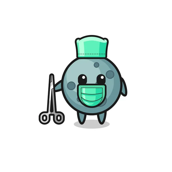 Cirurgião Asteróide Mascote Personagem Projeto Bonito — Vetor de Stock