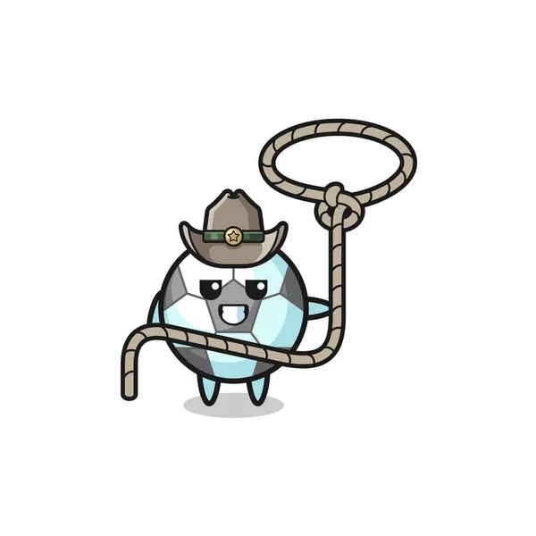 Voetbal Cowboy Met Lasso Touw Schattig Ontwerp — Stockvector