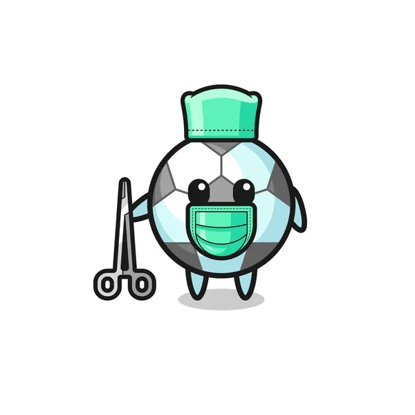 外科医生足球吉祥物 可爱的设计 — 图库矢量图片