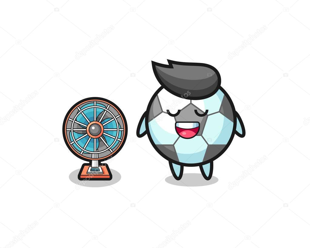 cute football is standing in front of the fan , cute design