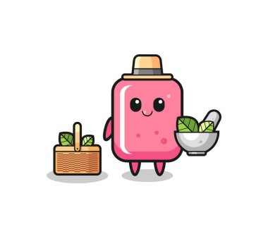 Sakızcı, bitkibilimci, sevimli çizgi film, şirin tasarım.