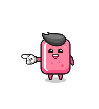 Sol işaret eden sakız karikatürü, şirin tasarım.