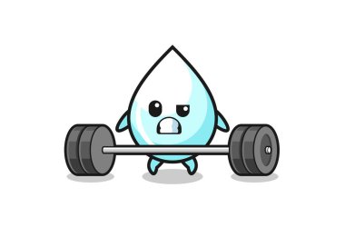 Bir halter kaldıran süt damlası çizgi filmi, şirin bir tasarım.