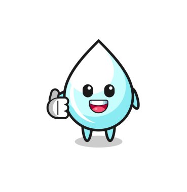 Süt damlası maskotu başparmak hareketi yapıyor, şirin tasarım