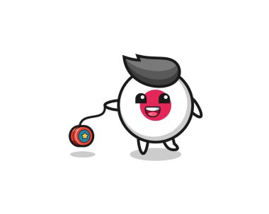 Yoyo çalan sevimli Japon bayrağının çizgi filmi, şirin tasarım.