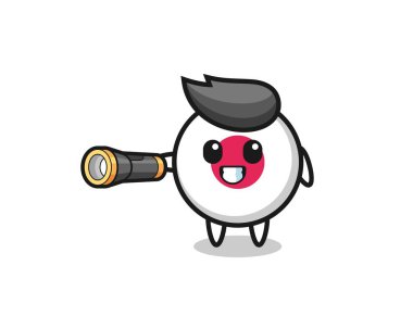 Japon bayrak maskotu elinde fener, şirin tasarım