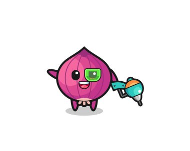 Gelecekteki savaşçı maskotu olarak soğan çizgi filmi, şirin tasarım.