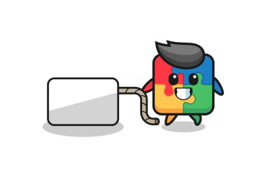 Yapboz karikatürü şirin bir tasarım yapıyor.