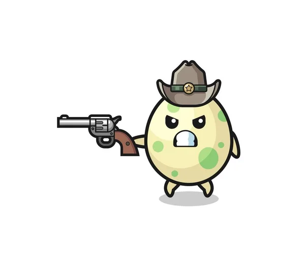 有斑点的鸡蛋牛仔用枪射击 可爱的设计 — 图库矢量图片