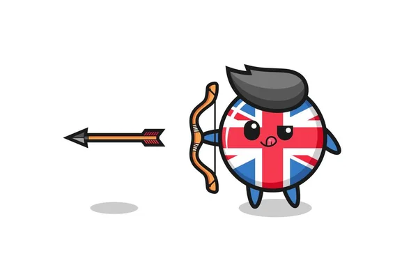 Illust Personagem Bandeira Reino Unido Fazendo Tiro Com Arco Projeto — Vetor de Stock