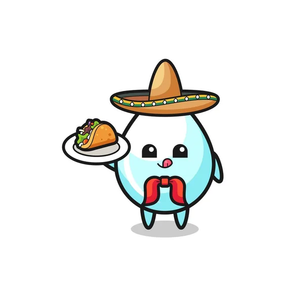 Gota Leche Mascota Del Chef Mexicano Sosteniendo Taco Lindo Diseño — Vector de stock