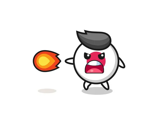 Cute Japan Flag Mascot Shooting Fire Power Cute Design — Stock Vector