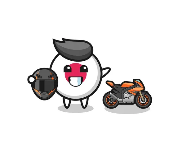 Cute Japan Flag Cartoon Motorcycle Racer Cute Design — Stock Vector