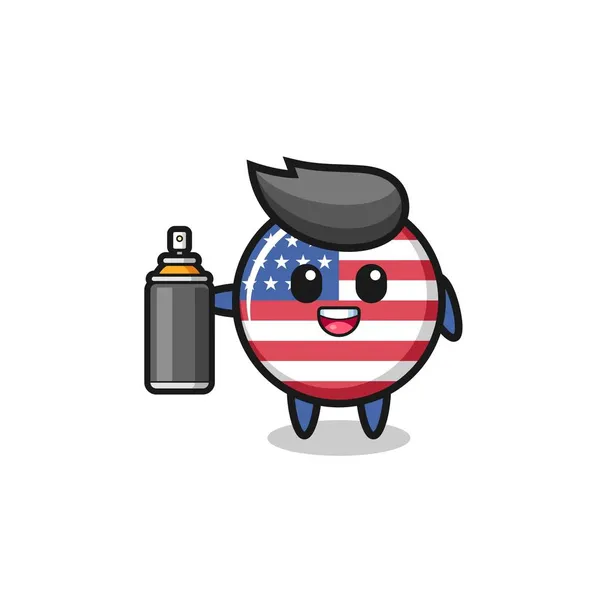 Bandera Los Estados Unidos Lindo Como Bombardero Graffiti Lindo Diseño — Vector de stock