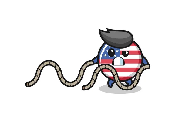 Ilustración Bandera Los Estados Unidos Haciendo Entrenamiento Cuerda Batalla Diseño — Vector de stock