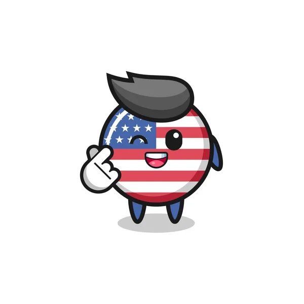 Символ Флага Соединенных Штатов Делает Корейское Пальцевое Сердце Симпатичный Дизайн — стоковый вектор