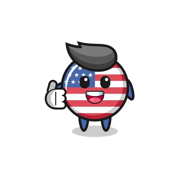 Estados Unidos Bandera Mascota Haciendo Pulgares Gesto Hacia Arriba Lindo — Vector de stock