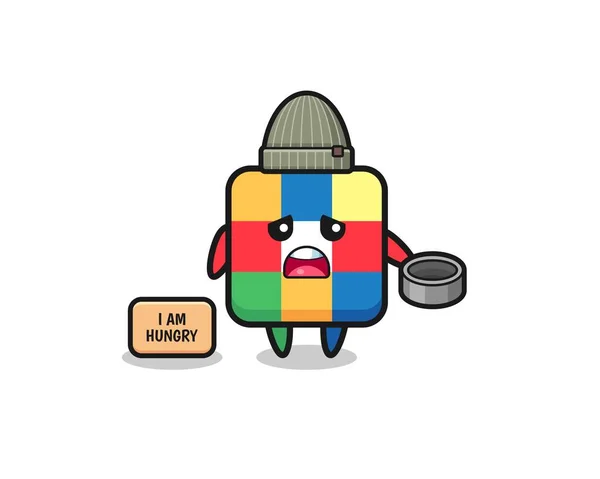 かわいいキューブパズル乞食漫画のキャラクター かわいいデザイン — ストックベクタ