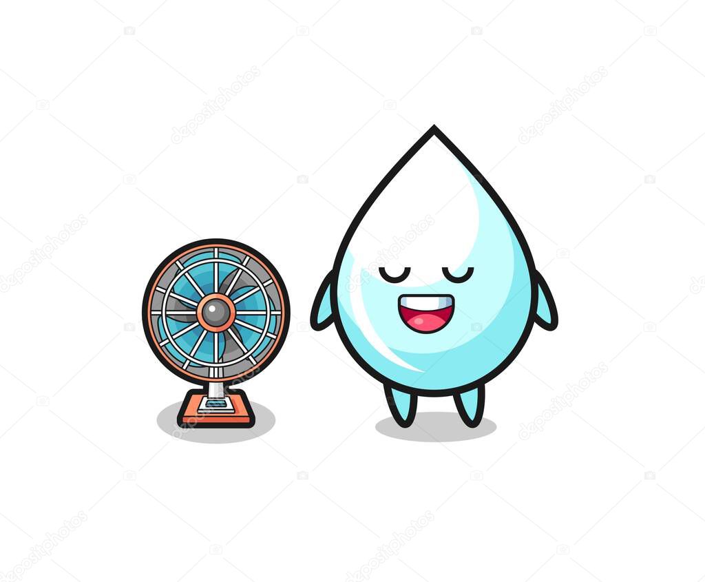 cute milk drop is standing in front of the fan , cute design