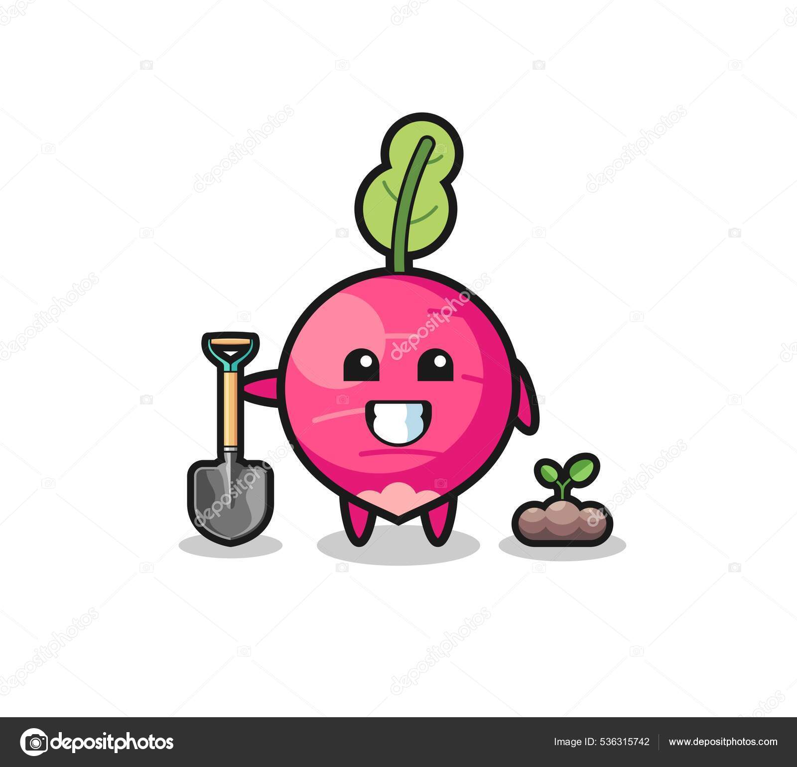 Cute Radish Cartoon Planting Tree Seed Cute Design Stock Vector Image by ©heriyusuf.rapgmail