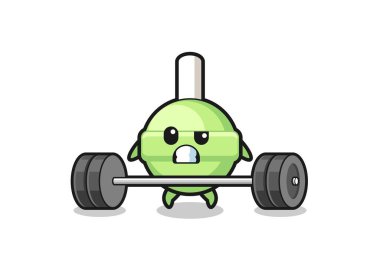 halteri kaldıran bir lolipop çizgi filmi, şirin bir tasarım.