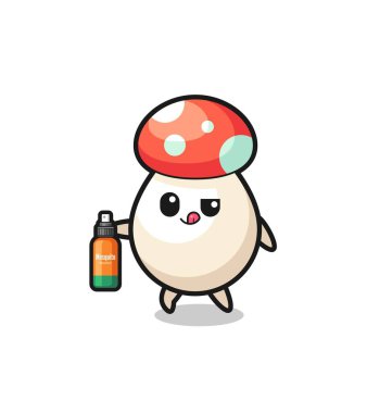 Sivrisinek savar taşıyan şirin mantar, şirin tasarım.