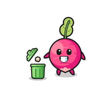 Çöp tenekesine çöp atan turpun güzel bir tasarımı.