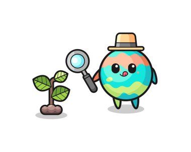 Şirin bir banyo bombacısı bitkileri araştırıyor, şirin bir tasarım.