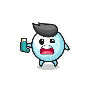 Kar maskotunun astımı vardı. Astım spreyini tutarken, şirin bir tasarım.