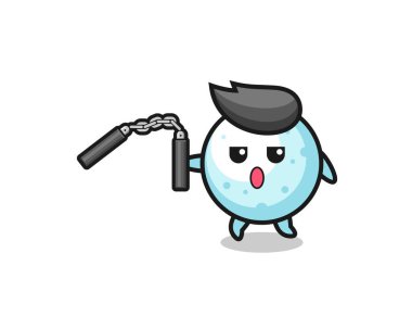 Mınçıka kullanan kartopu karikatürü, şirin tasarım.