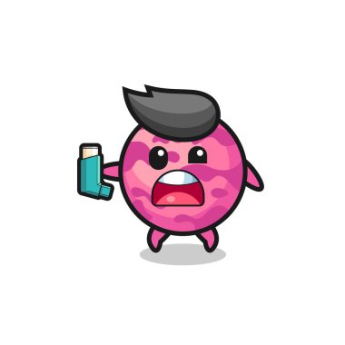 Dondurma kepçesi maskotunun astımı var. Astım spreyini tutarken, şirin bir tasarım.