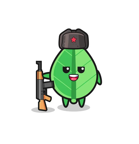 Cute Leaf Cartoon Russian Army Cute Design — 图库矢量图片